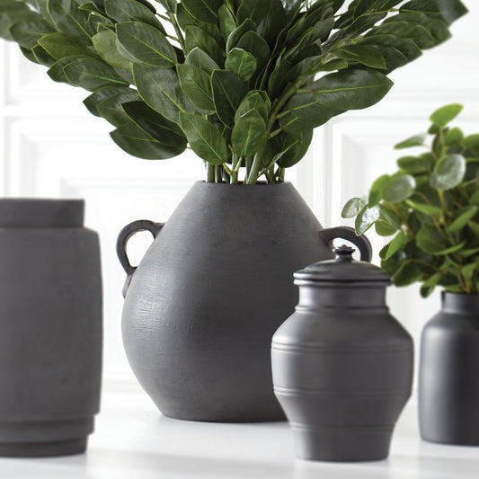 Jarron Terracotta Negro 14In