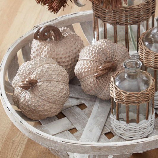 Calabazas De Resina Beige Texturizadas