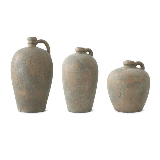Florero de terracota con esmalte bronce