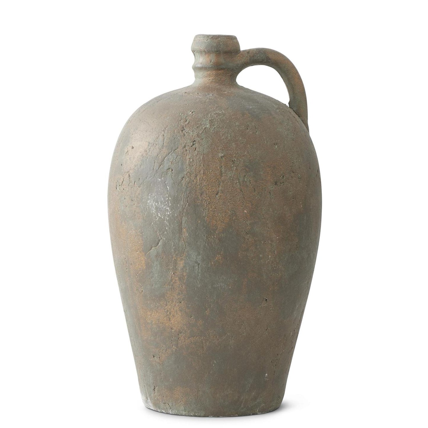 Florero de terracota con esmalte bronce