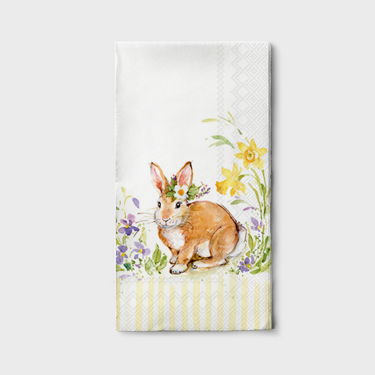 Servilletas de papel rectangulares de conejito con base amarilla