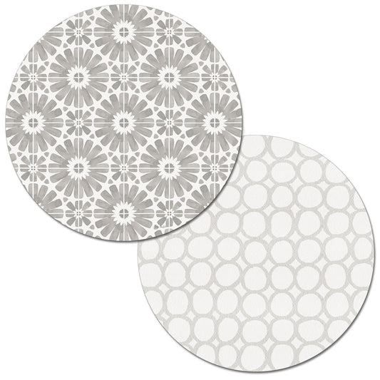 Individuales reversibles redondos grises