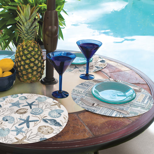 Individuales reversibles de mar azul y cafe