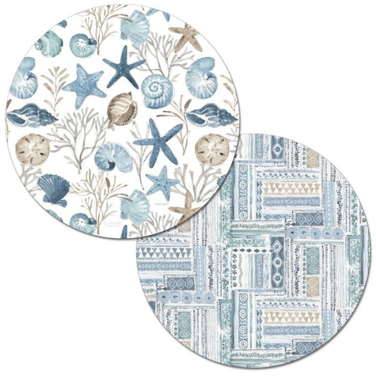 Individuales reversibles de mar azul y cafe