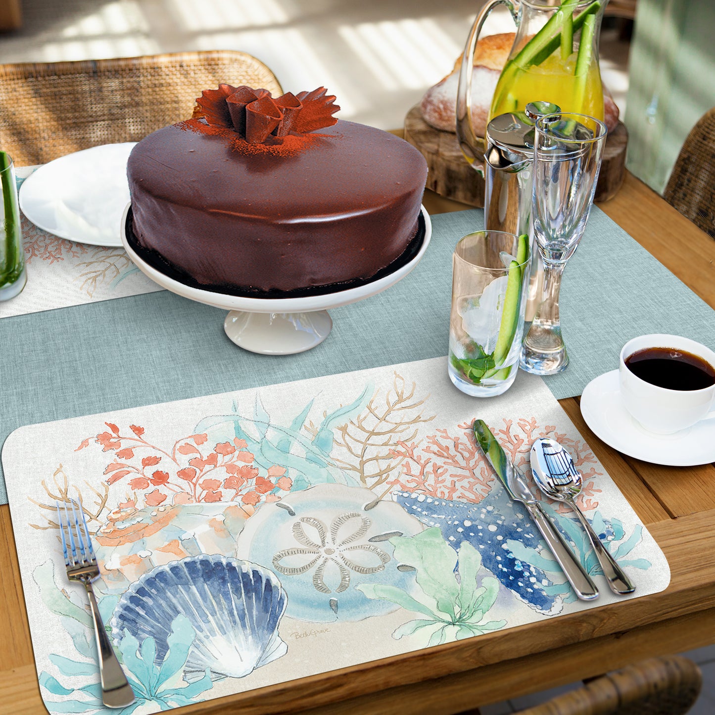Individuales reversibles de mar coral