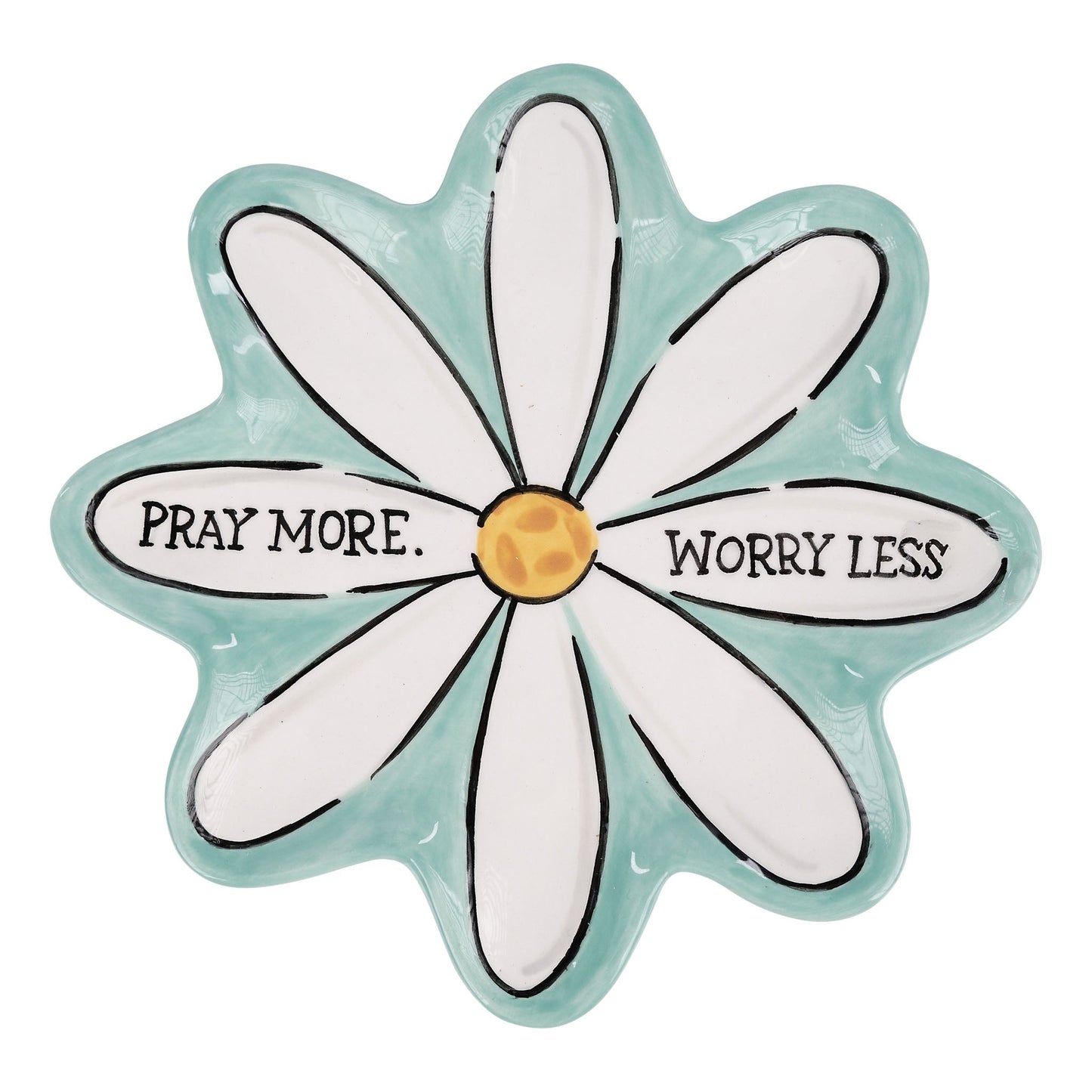 Joyerito celeste de flor blanca pray more