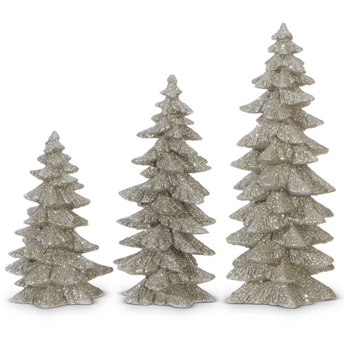 Arboles Plateados Con Brillantina 9.5In