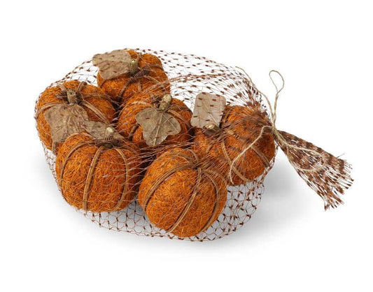 Bolsa Con 6 Calabazas De Cascara Color Naranja