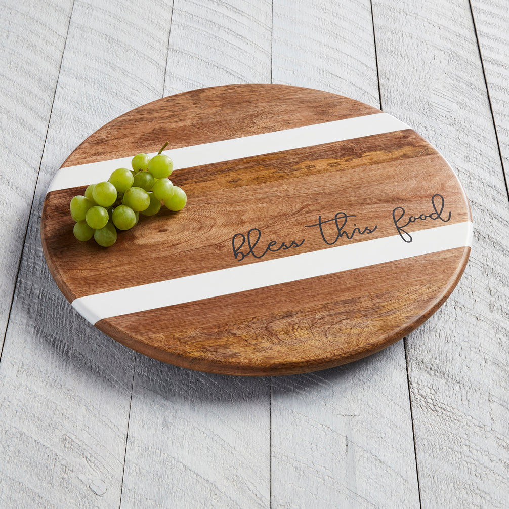 Lazy Susan de madera "bless this food"
