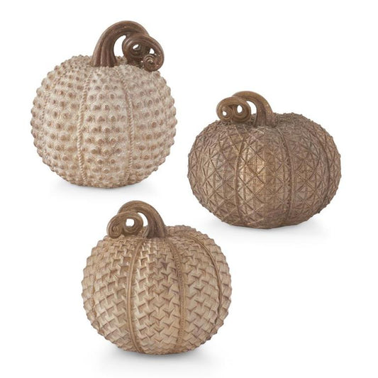Calabazas De Resina Beige Texturizadas