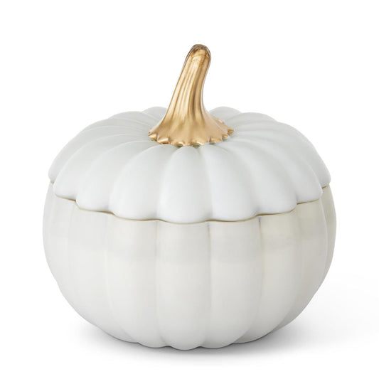 Velas  En Calabaza De Vidrio Color Blanco De 14.6 Cm (2 Aromas)