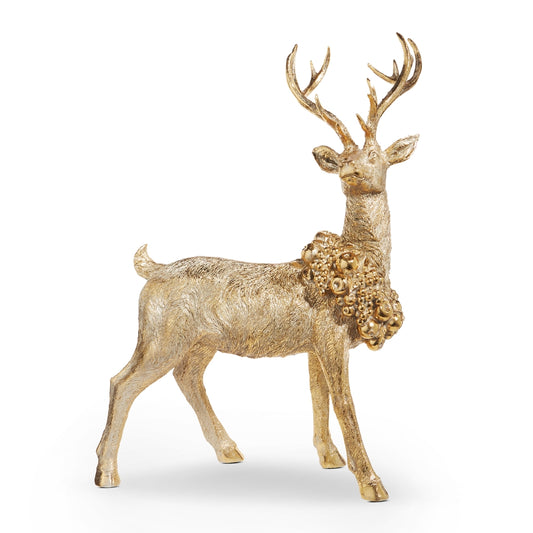 Venado dorado de pie con corona 29.5in
