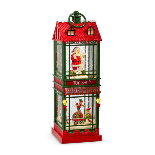 Santa toy shop de dos niveles con luz