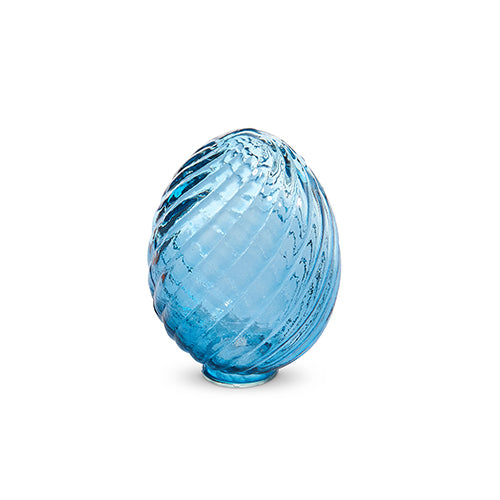 Huevo de vidrio azul pequeno 4in
