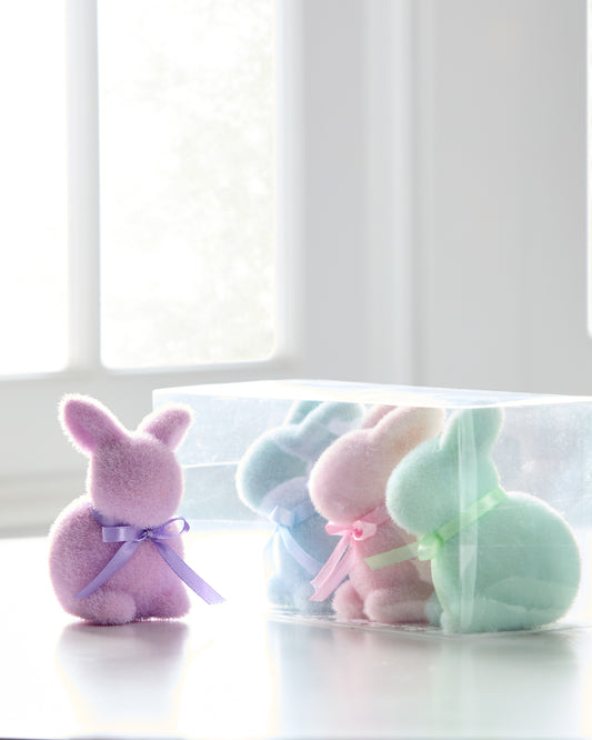 Caja De 4 Conejos De Colores Pastel