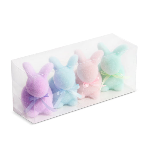 Caja De 4 Conejos De Colores Pastel