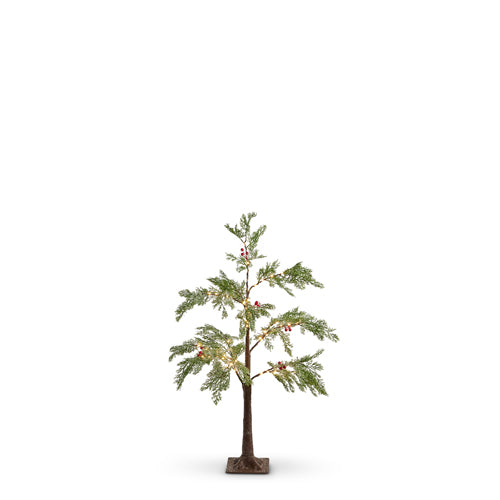 Arbol Nevado De Cedro Con Berries Iluminado 3.5Ft