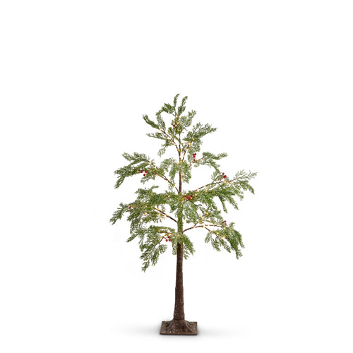 Arbol Nevado De Cedro Con Berries Iluminado 4.5Ft