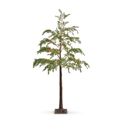 Arbol Nevado De Cedro Con Berries Iluminado 5.5Ft