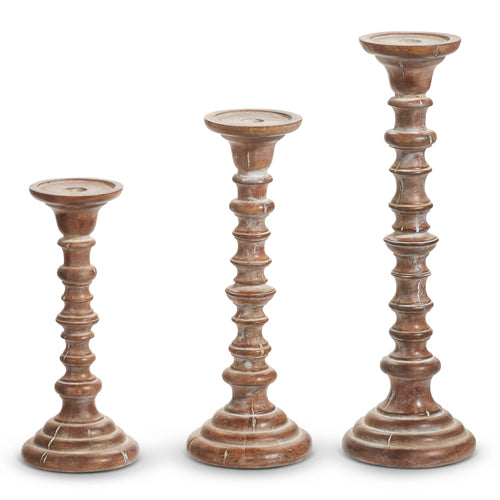 Set De Candeleros De Madera