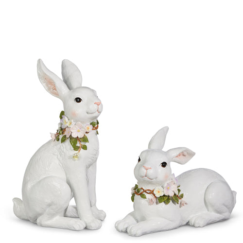 Conejos Blancos Con Flores En Cuello Grd