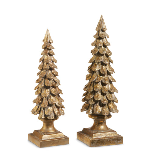 Arboles Dorados Estilo Antiguo Con Pedestal 13.25In