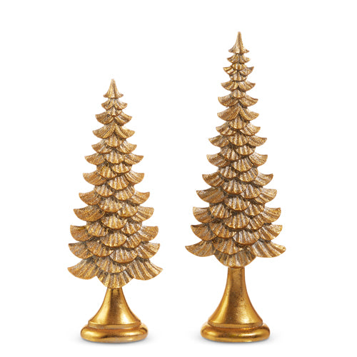 Arboles Dorados Decorativos Con Pedestal  17.5In