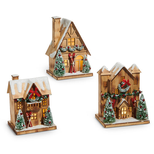 Casitas De Aldea De Ski Iluminadas 9In