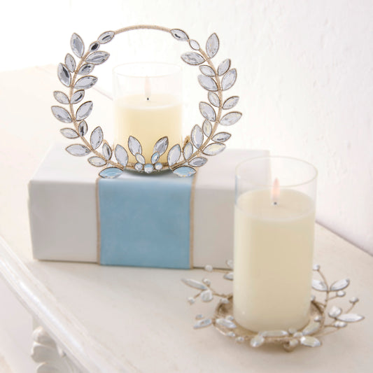 Candelero Con Corona De Cristales 8In