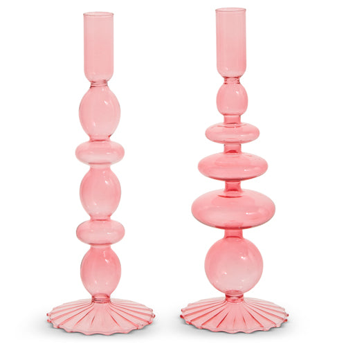 Set De Dos Candeleros Rosados