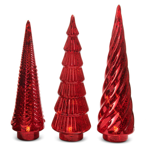 Arboles Rojos Iluminados Tres Estilos 14In