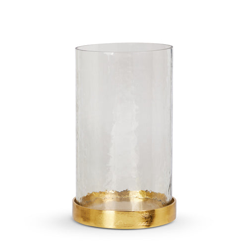 Candelero De Vidrio Base Dorada