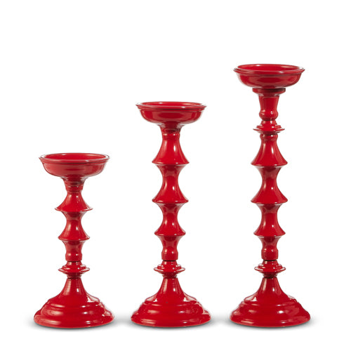 Set de Candeleros Rojos 13.5In