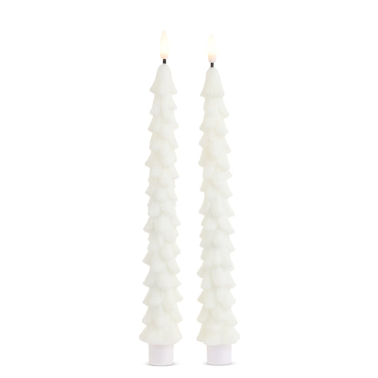 Velas largas arbol blanco con brillo 8.5in