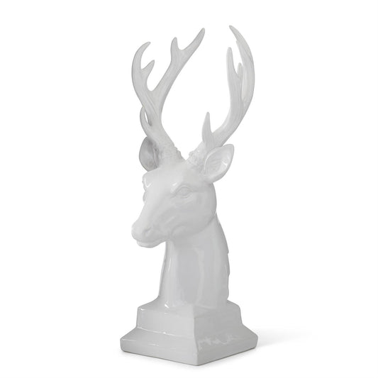 Busto venado ceramica blanca brillante 16.5 in