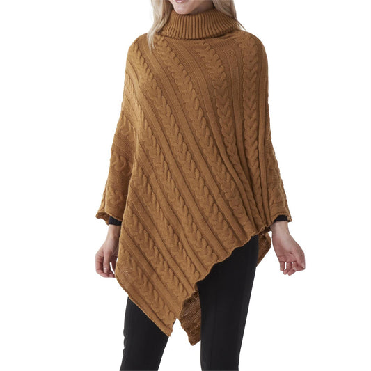 Poncho con cuello cafe