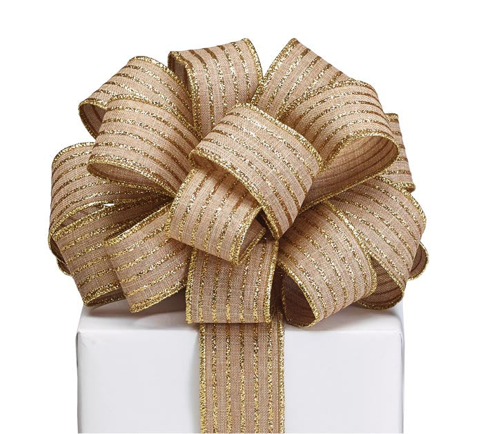 Listón dorado con líneas brillantina