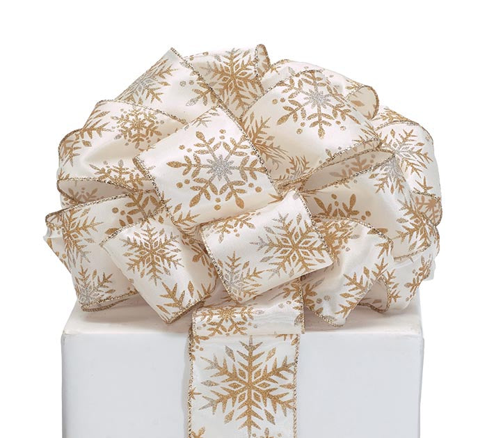 Listón blanco con copos dorados