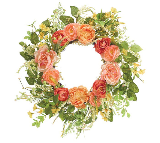 Corona de flores anaranjadas