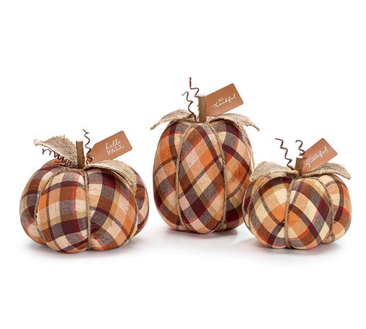 Calabaza de cuadricula anaranjada con etiqueta
