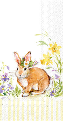 Servilletas de papel rectangulares de conejito con base amarilla