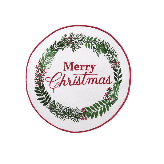 Cojin redondo corona de berries merry christmas