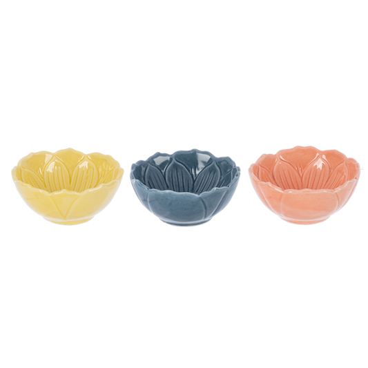 Bowl De Flores Azul Amarillo Rosado