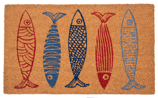 Alfombra De Sardinas Azul Y Rojo