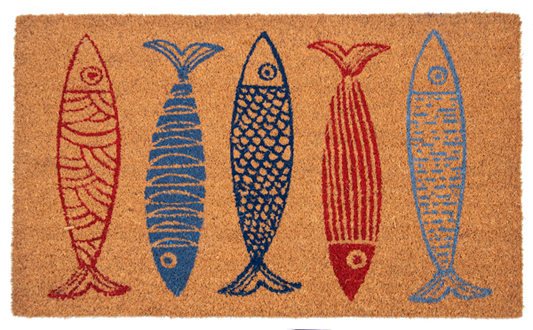 Alfombra De Sardinas Azul Y Rojo