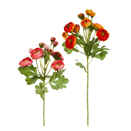 Rama ranunculus rosada y anaranjada 21.5 pulgadas