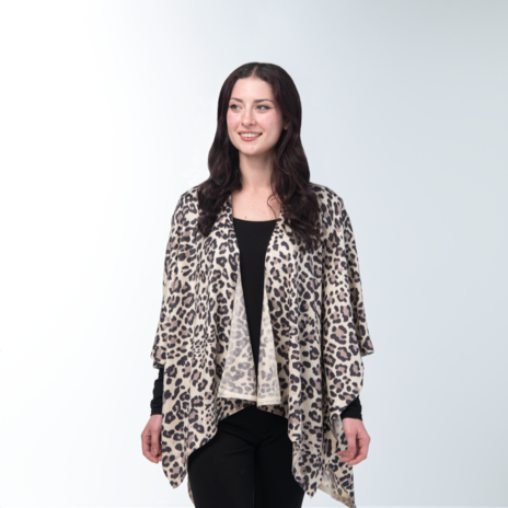 Tapado Animal Print Cafe Y Azul