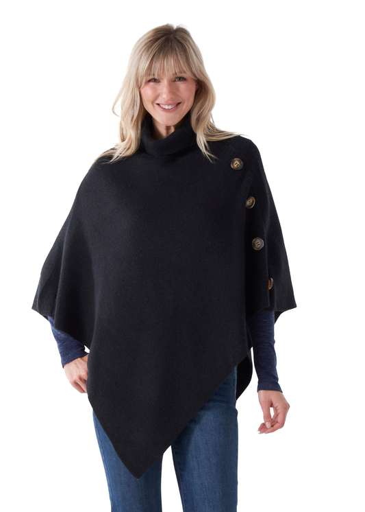 Poncho con botones negro