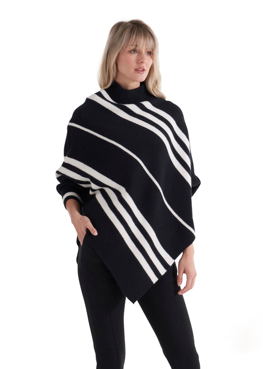 Poncho negro con lineas