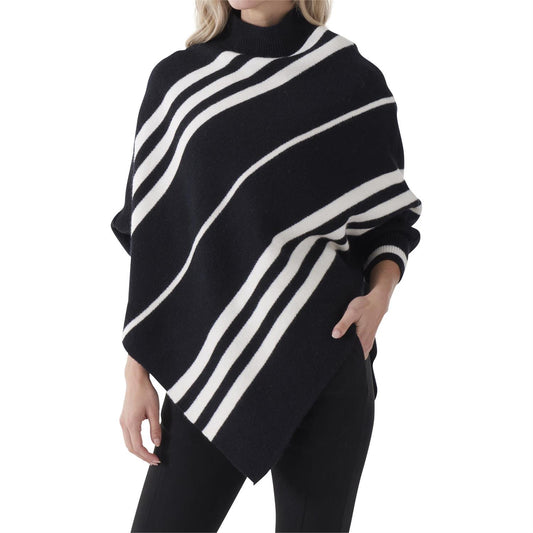 Poncho negro con lineas